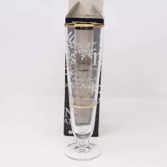Warsteiner Merry Christmas Winter Stars Tulip Champagne Beer Glass with Box 2010 - Picture 16 of 16